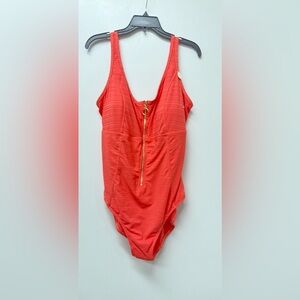Coral Zip-Front Swimsuit